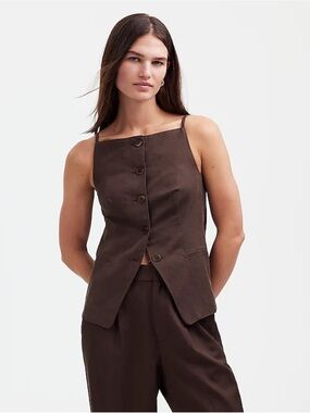 Madewell Harlow Square Neck Drapey Twill Vest NWT